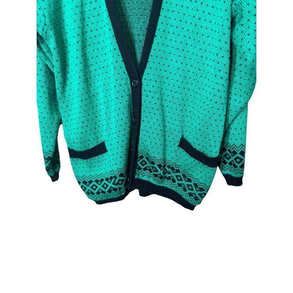 Vintage Liz Claiborne Green Polka Dot Cardigan Button Front Size M - Picture 3 of 8